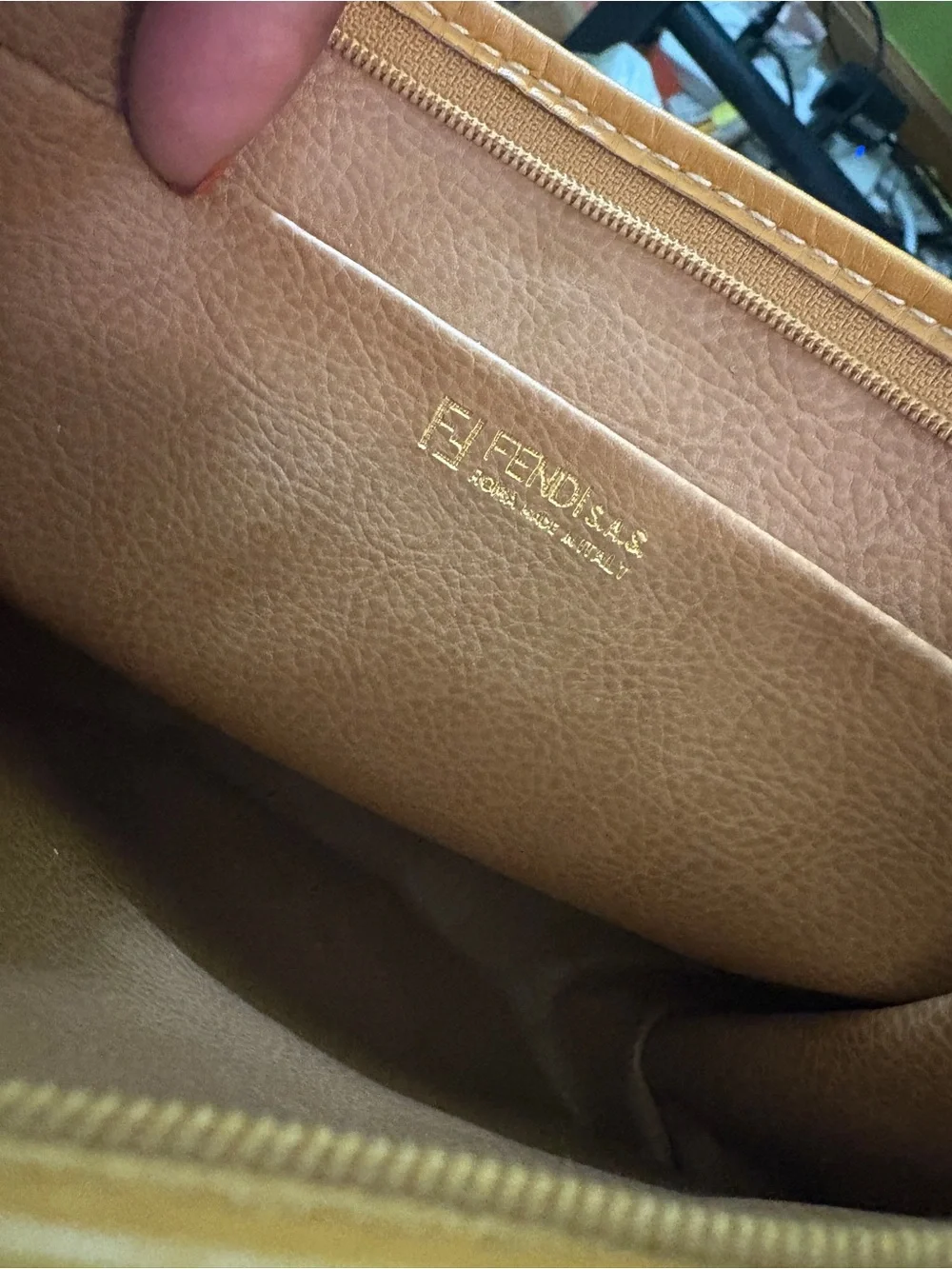 Fendi Vintage Makeup Brown Bag with Tan Leather Trim